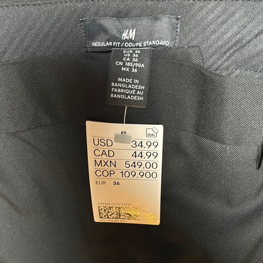 NWT H&M Men's Black Dress Work Pants size 36 - Picture 2 of 5